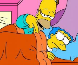 Puzzle Ο Όμηρος και Marge στο κρεβάτι